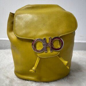 Salvatore Ferragamo Women's Yellow Gancini Leather Backpack